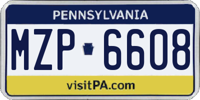 PA license plate MZP6608