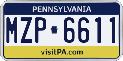 PA license plate MZP6611