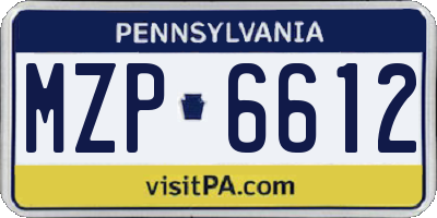 PA license plate MZP6612