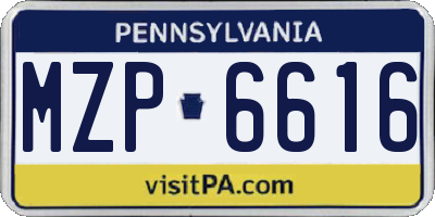 PA license plate MZP6616