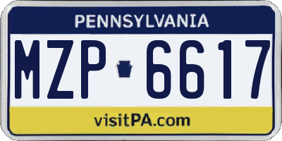 PA license plate MZP6617