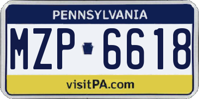 PA license plate MZP6618
