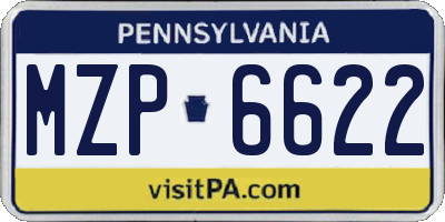 PA license plate MZP6622