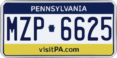 PA license plate MZP6625