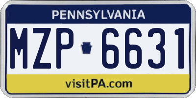 PA license plate MZP6631