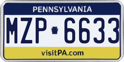 PA license plate MZP6633