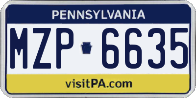 PA license plate MZP6635
