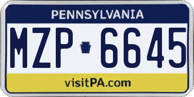 PA license plate MZP6645