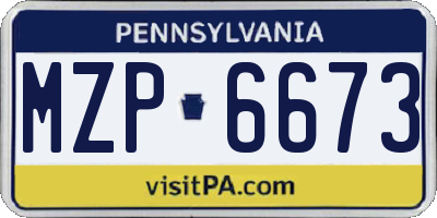 PA license plate MZP6673
