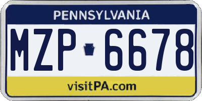 PA license plate MZP6678
