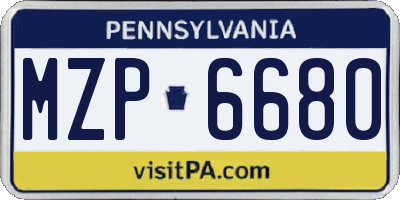 PA license plate MZP6680