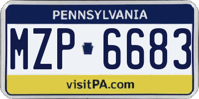 PA license plate MZP6683