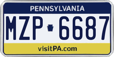 PA license plate MZP6687
