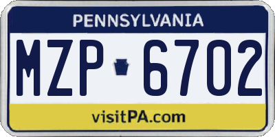 PA license plate MZP6702