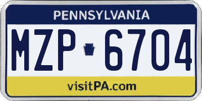 PA license plate MZP6704