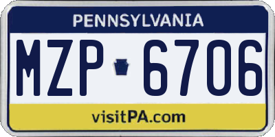 PA license plate MZP6706