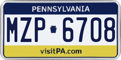 PA license plate MZP6708