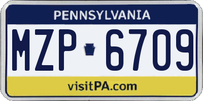 PA license plate MZP6709