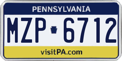 PA license plate MZP6712