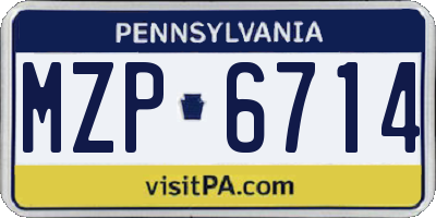 PA license plate MZP6714