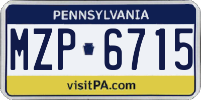 PA license plate MZP6715