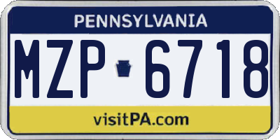 PA license plate MZP6718