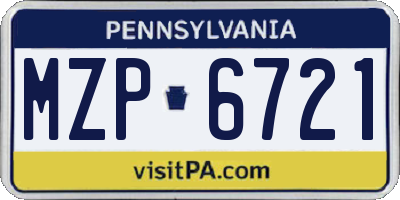 PA license plate MZP6721
