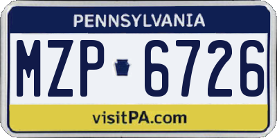 PA license plate MZP6726