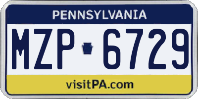 PA license plate MZP6729