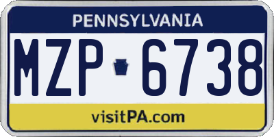 PA license plate MZP6738