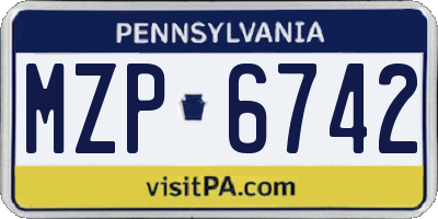 PA license plate MZP6742
