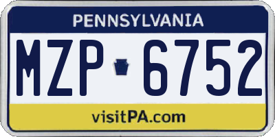 PA license plate MZP6752