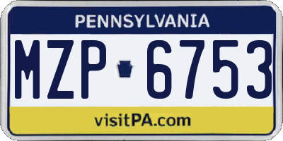 PA license plate MZP6753
