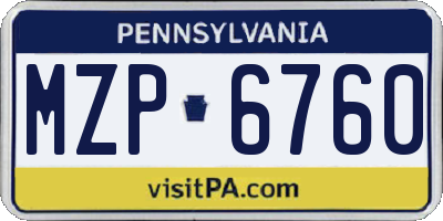 PA license plate MZP6760