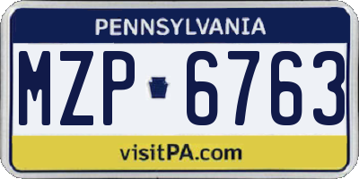 PA license plate MZP6763