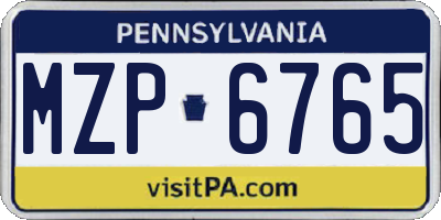 PA license plate MZP6765
