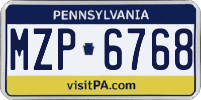 PA license plate MZP6768