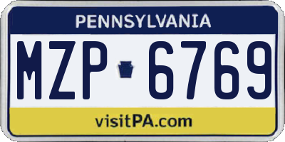 PA license plate MZP6769
