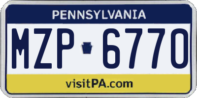 PA license plate MZP6770