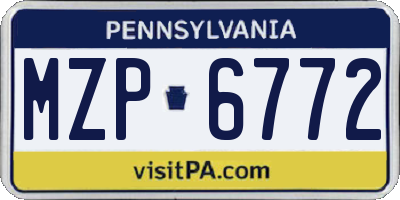 PA license plate MZP6772