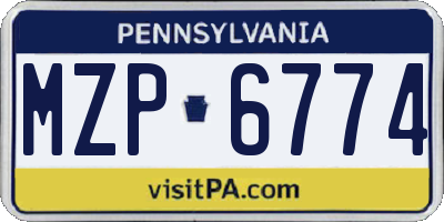 PA license plate MZP6774