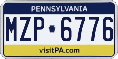 PA license plate MZP6776