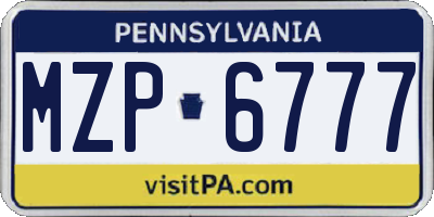 PA license plate MZP6777