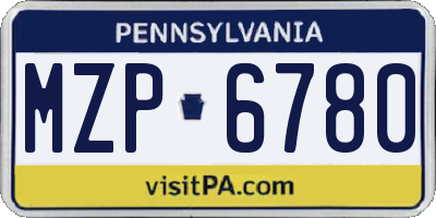 PA license plate MZP6780