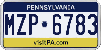 PA license plate MZP6783