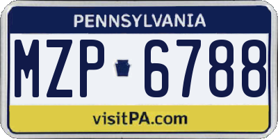 PA license plate MZP6788