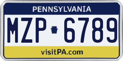 PA license plate MZP6789