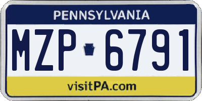PA license plate MZP6791