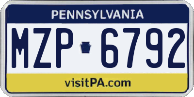 PA license plate MZP6792