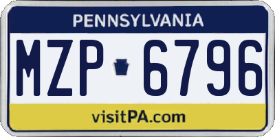 PA license plate MZP6796
